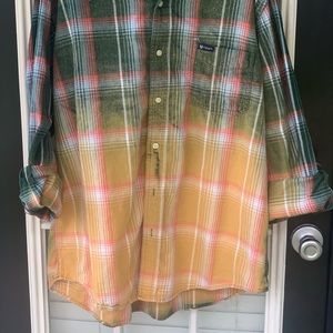 Plaid green chaps shirt: bleached.